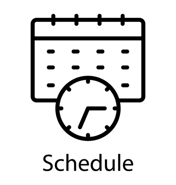 Calendario Con Reloj Concepto Horario — Archivo Imágenes Vectoriales