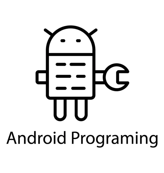 Egy Android Robot Csavarkulcs Ikon Ból Android Programozás Képviselő — Stock Vector