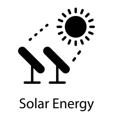 Güneş panelleri ve güneş enerjisi gösteren güneş simgesi