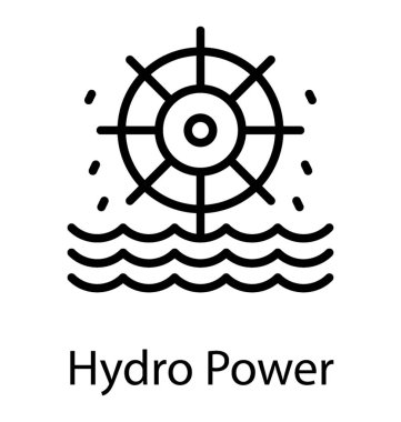 Hidro güç tasvir su üzerinde dişli çarkı simgesi