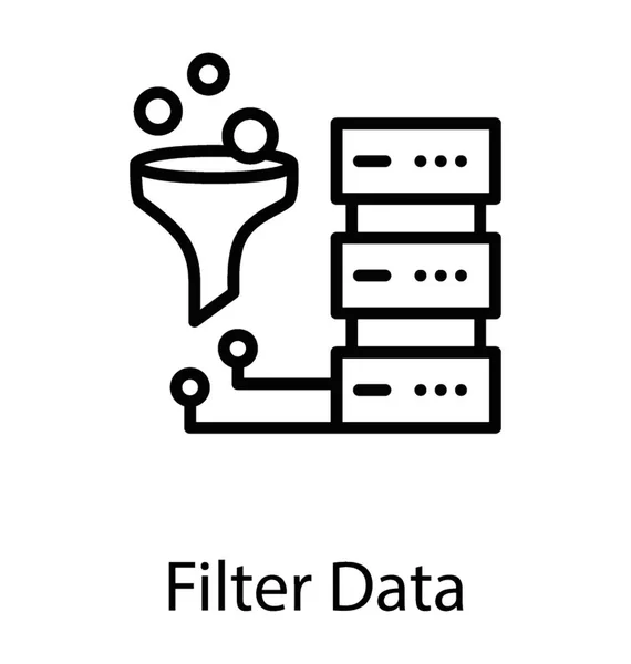 Datacenter Met Trechter Het Filteren Van Gegevens Van Servers — Stockvector