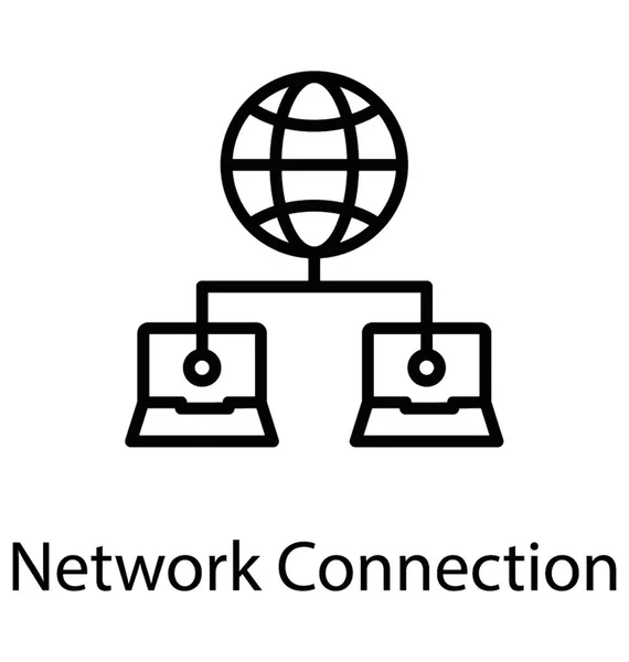 Nätverksanslutning Som Ikon Globe Och Datorer — Stock vektor