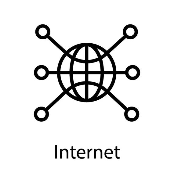 Globo Con Nodi Concettualizza Concetto Internet — Vettoriale Stock