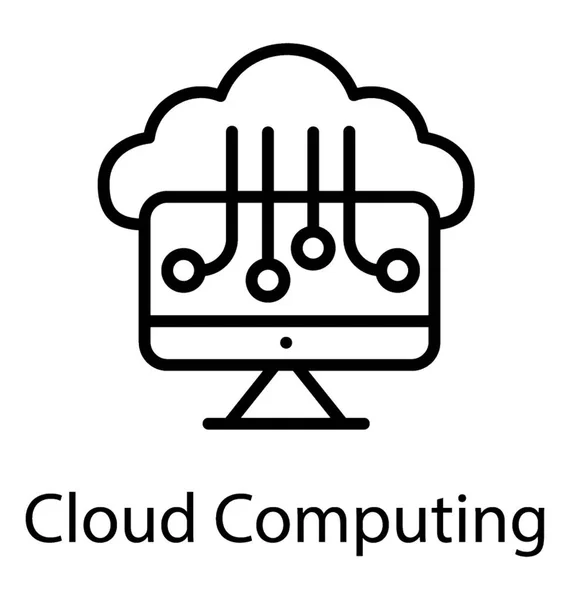 Chmura Usługi Ikonę Wyświetlono Cloud Computing — Wektor stockowy
