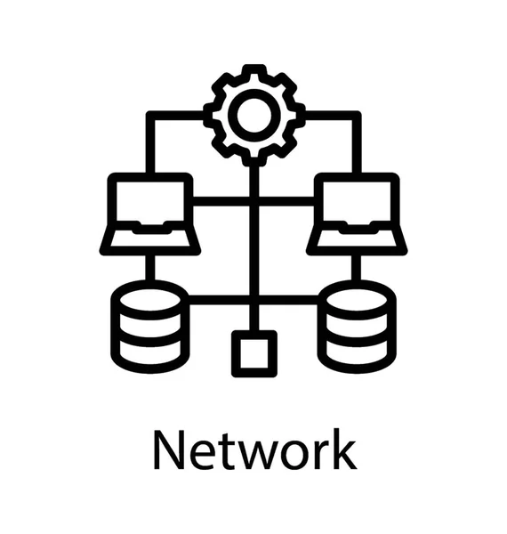 Lan Netværk Med Gear Symboliserer Netværkstjenester – Stock-vektor