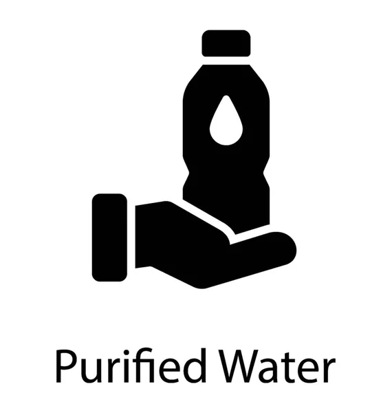Икона Человеческой Руки Бутылкой Воды — стоковый вектор