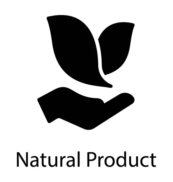 Ícone Uma Mão Com Folha Representando Produto Natural — Vetor de Stock
