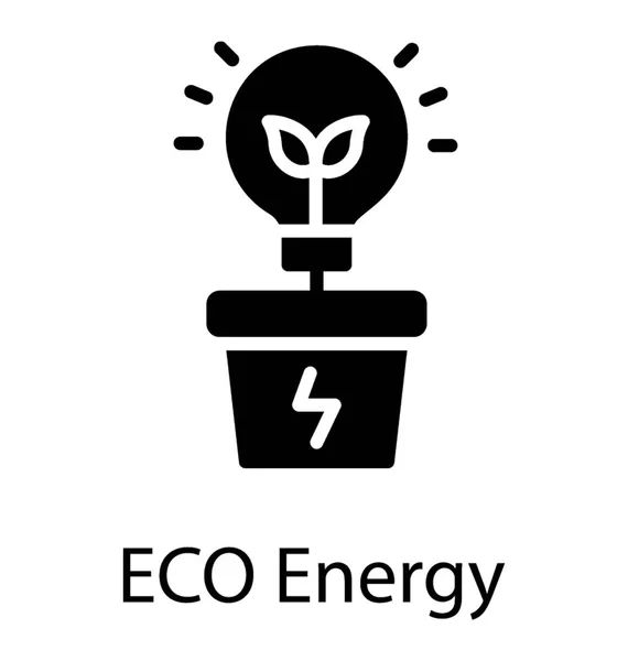 Ikonen För Kruka Med Glödlampa Som Skildrar Eco Energi — Stock vektor