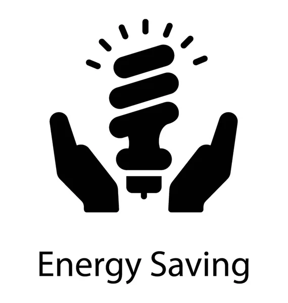 Symbol Einer Glühbirne Die Von Händen Bedeckt Ist Die Energiesparen — Stockvektor