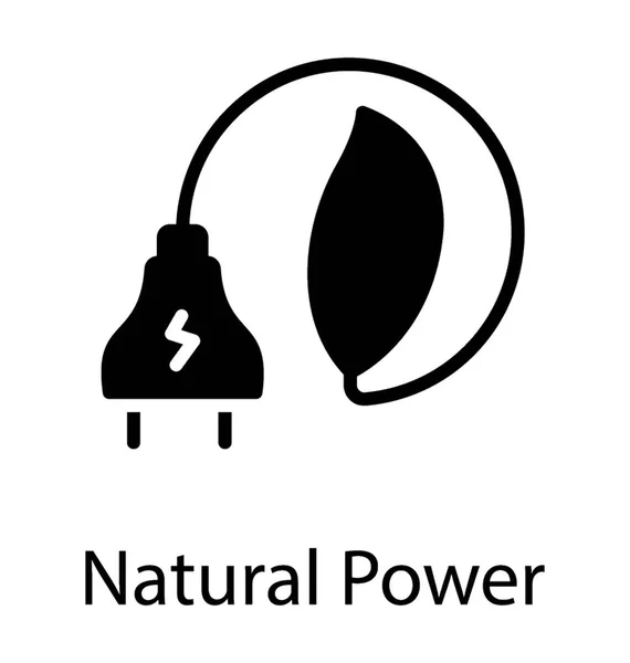 Ikona Liścia Połączony Drutu Przedstawiające Naturalnej Mocy — Wektor stockowy