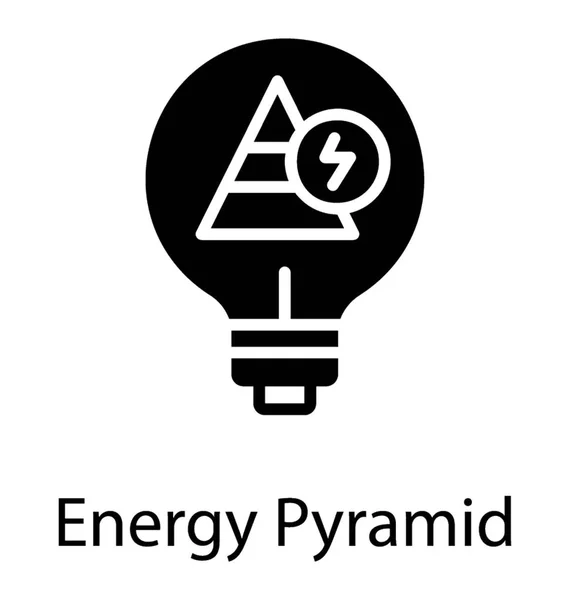 Icono Una Pirámide Energía Una Bombilla — Vector de stock