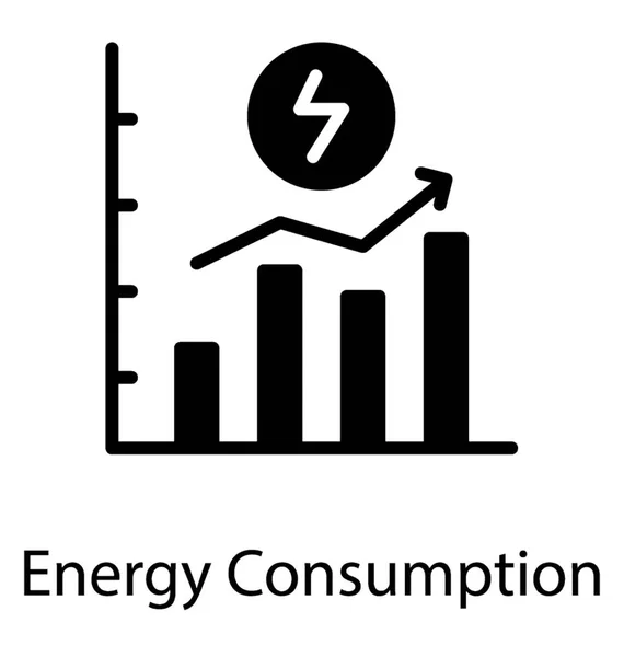 Simge Elektrik Işareti Enerji Tüketimi Tasvir Barlar Sahip Grafik — Stok Vektör