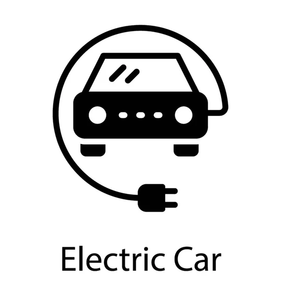 Voertuig Aangesloten Een Stekker Notioning Elektrische Auto Pictogram — Stockvector