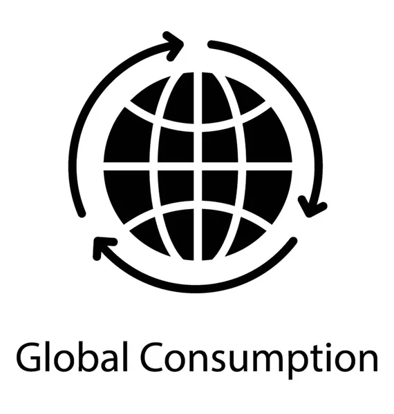 Icône Globe Ayant Autour Elle Une Représentation Consommation Mondiale — Image vectorielle