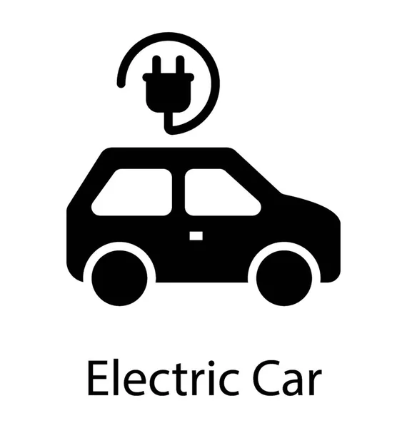 Voertuig Aangesloten Een Stekker Notioning Elektrische Auto Pictogram — Stockvector