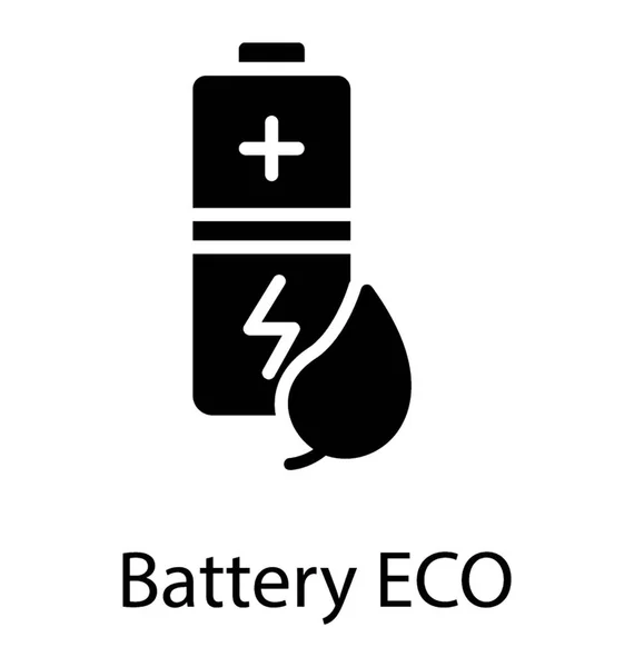 Eine Batterie Mit Einem Blattschild Das Die Öko Batterie Darstellt — Stockvektor