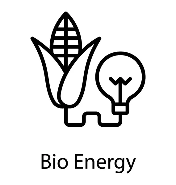 Ikona Listowie Połączony Żarówką Przedstawiające Bioenergii — Wektor stockowy