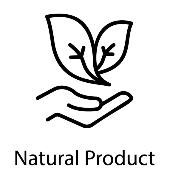 Icon Hand Having Leaf Depicting Natural Product — Stock Vector