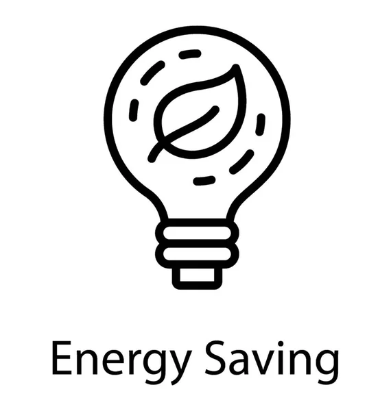 Symbol Einer Glühbirne Mit Einem Blattschild Zum Energiesparen — Stockvektor