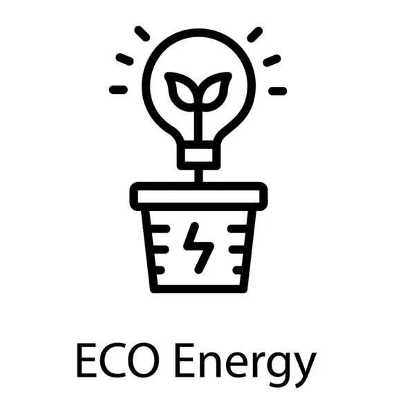 エネルギーを描いた電球を持つ鍋のアイコン — ストックベクタ