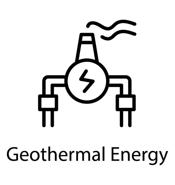 Icono Edificio Con Letrero Eléctrico Que Representa Energía Geotérmica — Archivo Imágenes Vectoriales