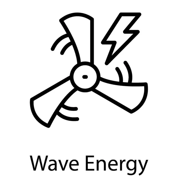 Bir Fan Rüzgar Enerjisi Gösteren Elektrik Işareti Simgesi — Stok Vektör