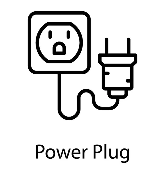 Napájecí Kabel Zástrčkou Power Plug Ikona Vektor — Stockový vektor