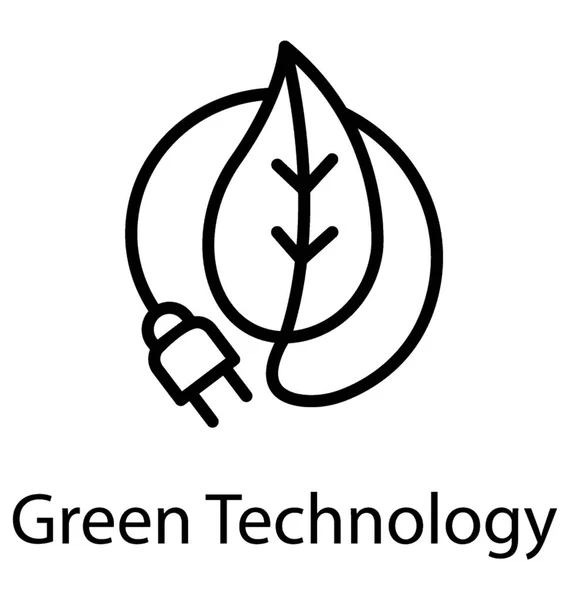Yeşil Teknoloji Resmeden Bir Kabloyla Bağlı Bir Elektrik Anahtarı — Stok Vektör