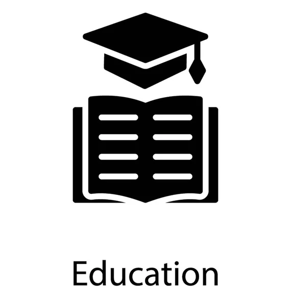 Otwórz Książkę Prezentując Ikona Edukacja Graduacyjnej — Wektor stockowy