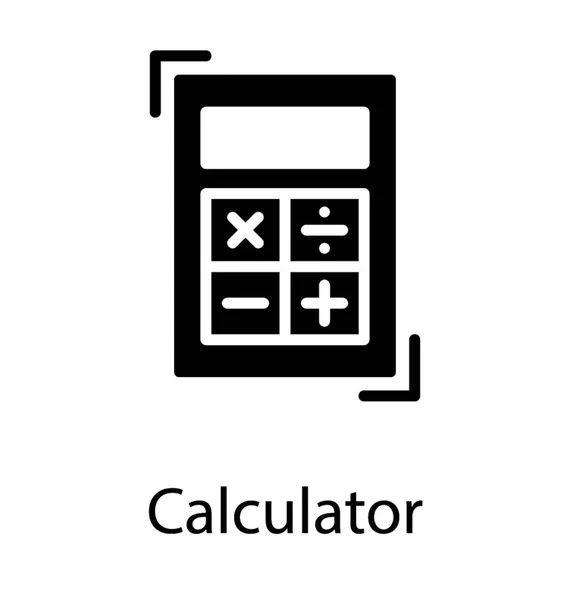 Dispositif Calcul Électronique Portable Icône Glyphe Calculatrice — Image vectorielle