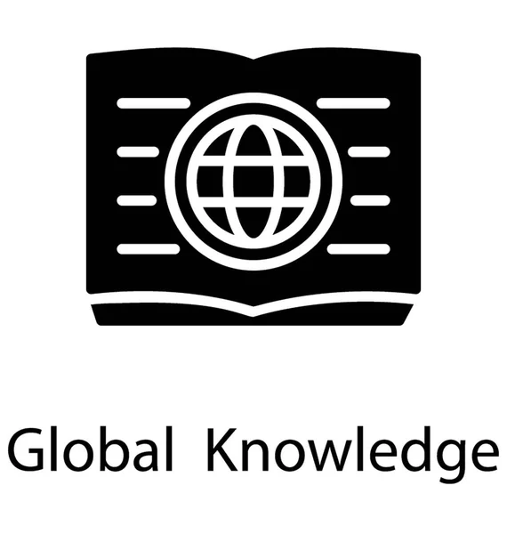 Globe Grille Sur Livre Ouvert Montrant Icône Pour Connaissance Globale — Image vectorielle