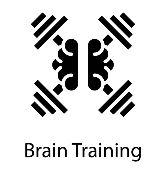 Cerveau Humain Avec Haltères Croisés Montrant Conception Icône Formation Cerveau — Image vectorielle