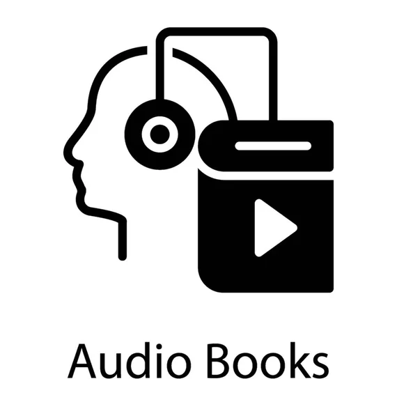 Βιβλίο Σύμβολο Play Και Ακουστικά Βιβλίο Ήχου Εικονίδιο Διάνυσμα — Διανυσματικό Αρχείο