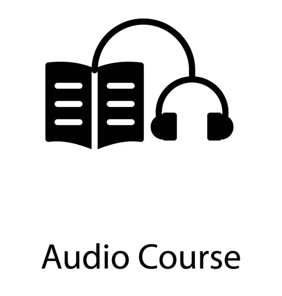 Libro Con Señal Altavoz Auriculares Vector Iconos Curso Audio — Vector de stock