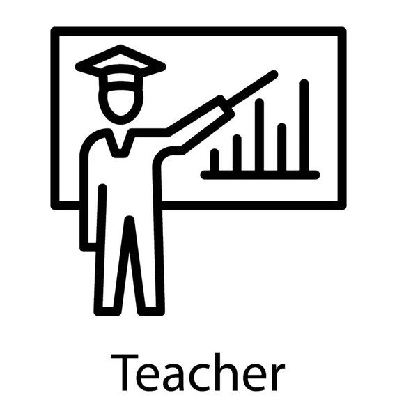 Pictogram Vector Van Een Leraar Geeft Lezing Klas — Stockvector