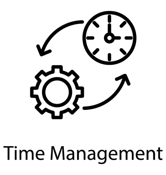 歯車と時計アイコンの時間管理の概念を示す矢印を介して接続 — ストックベクタ