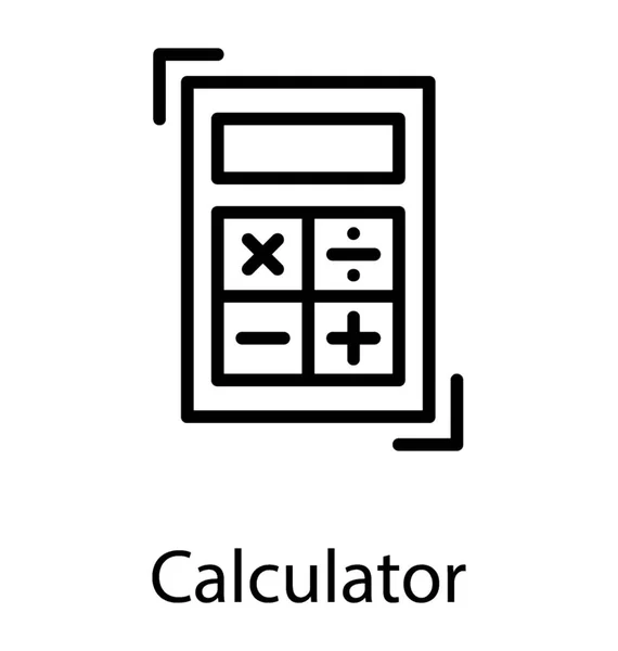 Dispositivo Cálculo Eletrônico Portátil Ícone Linha Calculadora — Vetor de Stock