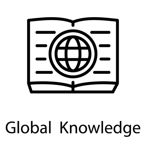 Globe Grille Sur Livre Ouvert Montrant Icône Pour Connaissance Globale — Image vectorielle