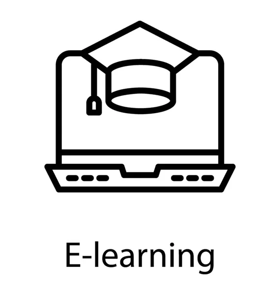 オンライン学位のアイコンを示すラップトップ画面上鏝板 — ストックベクタ