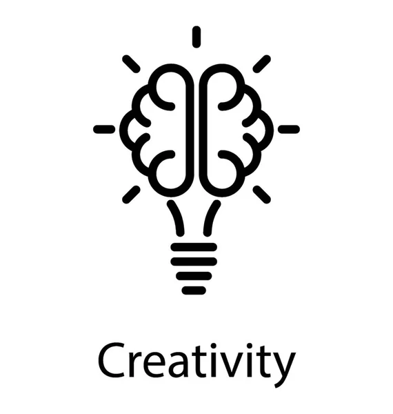Иконный Дизайн Лампочки Человеческого Мозга Демонстрирующий Концепцию Творческого Мышления — стоковый вектор