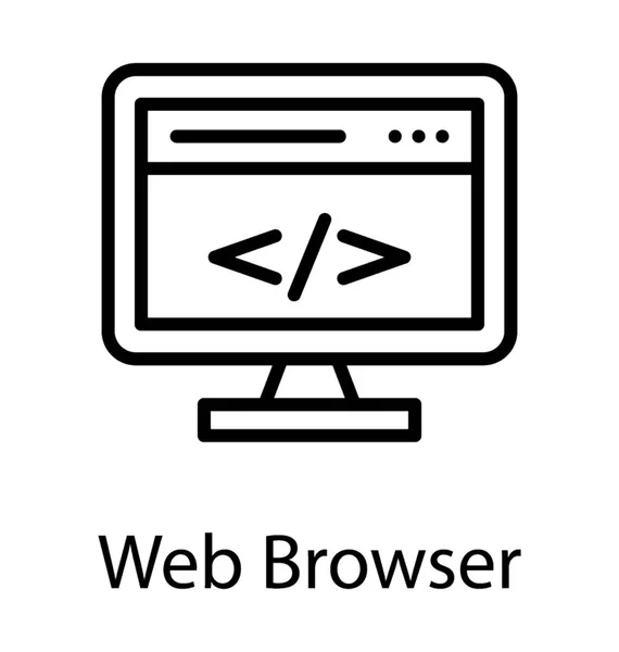 Codificación Html Pantalla Del Monitor Icono Para Desarrollo Web — Archivo Imágenes Vectoriales