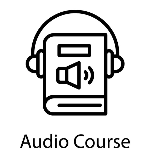 Libro Con Señal Altavoz Auriculares Vector Iconos Curso Audio — Vector de stock