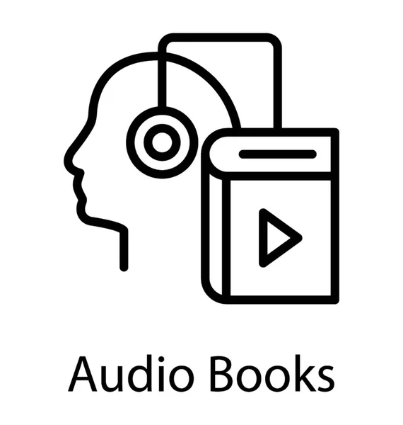 Libro Con Señal Juego Auriculares Audio Libro Icono Vector — Vector de stock