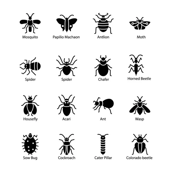 Skadedjur Insekt Ikoner — Stock vektor