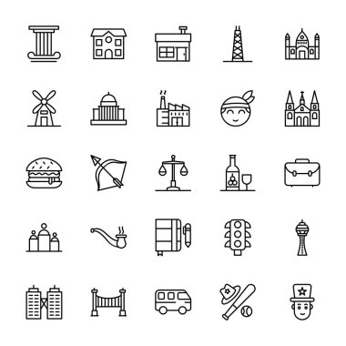 Turizm çizgi vektör simgeler 