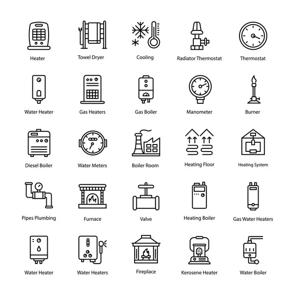 Ícones Vetor Linha Industrial —  Vetores de Stock