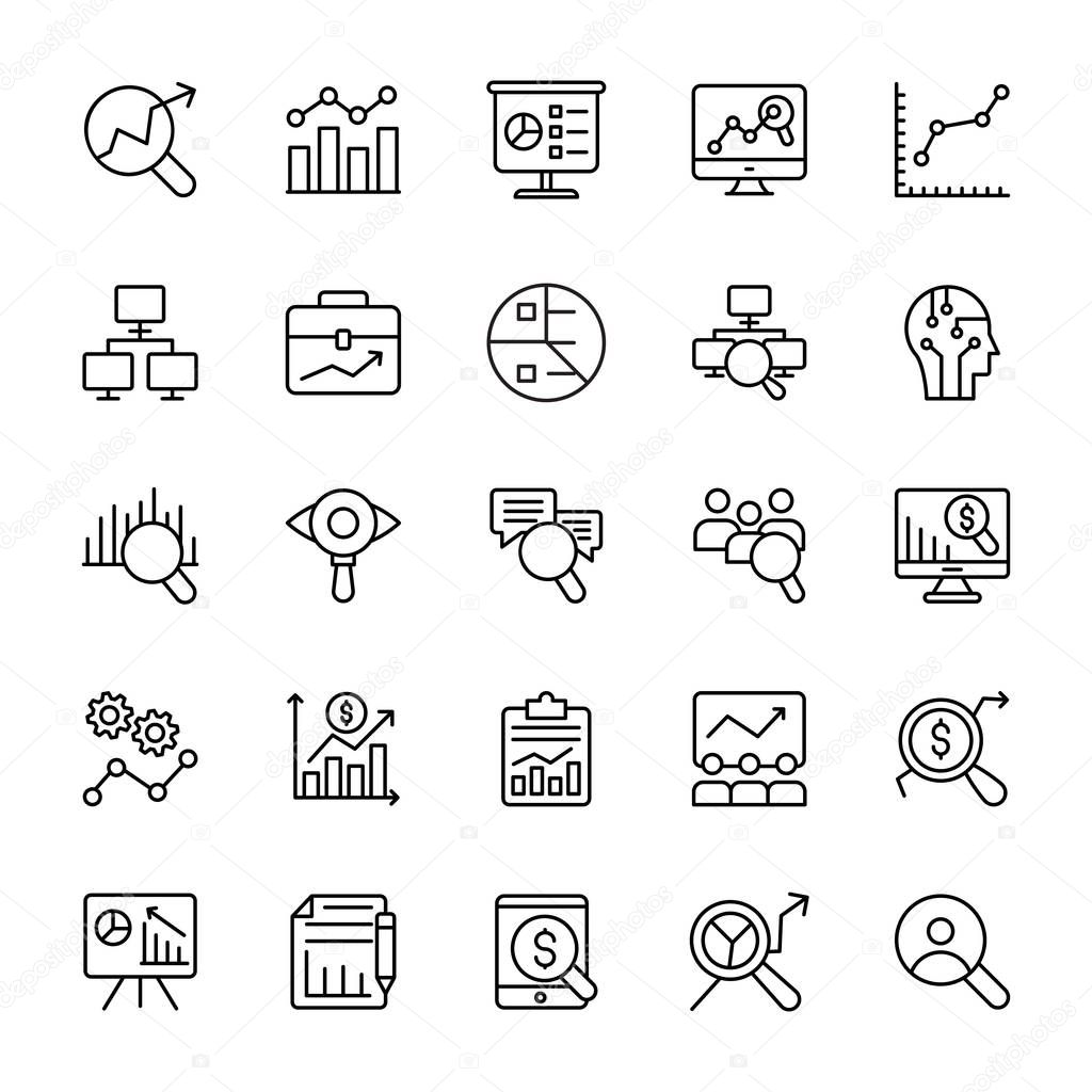 Data Analysis Line Icons 