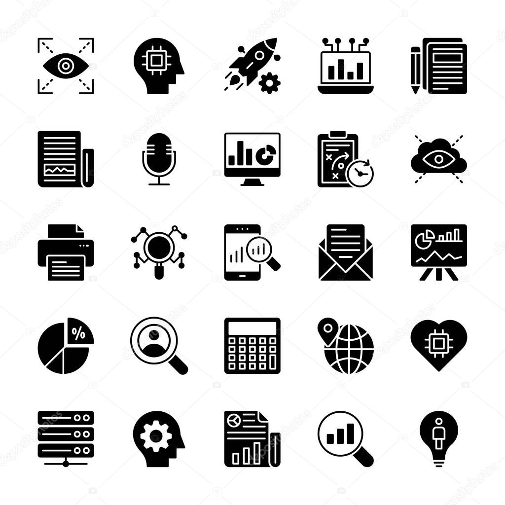 Business Intelligence Glyph Icons