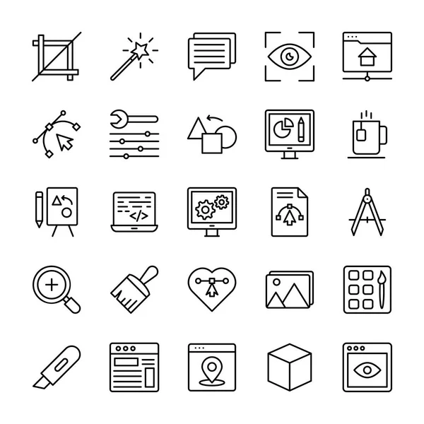 Iconos Diseño Desarrollo — Vector de stock