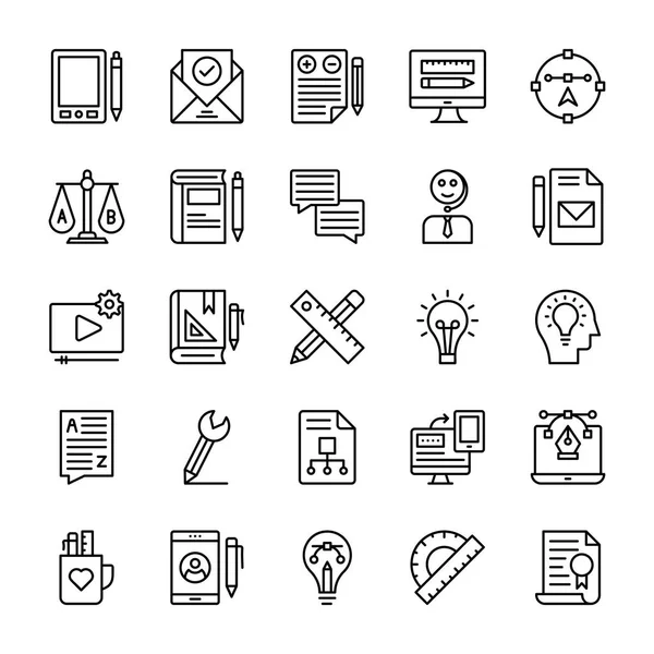 Content Design Production Line Icons — Stock Vector